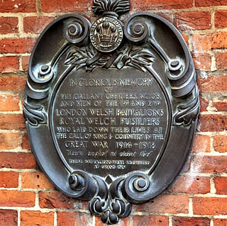 The Memorial To the London Welsh reproduced with the kind permission of Lieutenant-Colonel R J M Sinnett